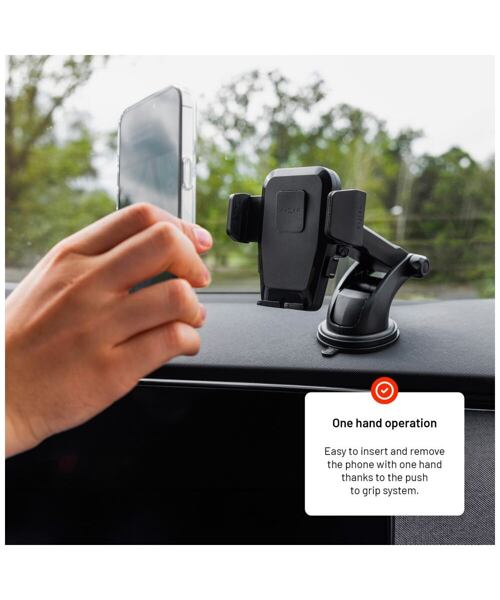 Univerzální držák do auta FIXED Iconiq XXL s dlouhou přísavkou na sklo nebo na palubní desku, černý