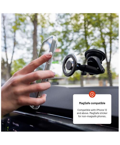 Magnetický kovový držák FIXED MagMount XL s přísavkou na sklo nebo palubní desku s podporou MagSafe,