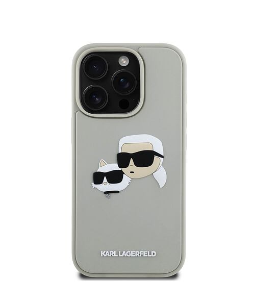 Karl Lagerfeld 3D Rubber Double Heads Zadní Kryt pro iPhone 16 Pro Max Beige