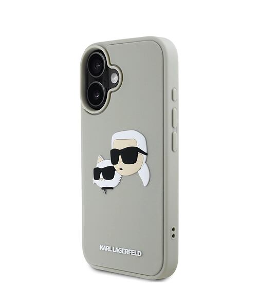 Karl Lagerfeld 3D Rubber Double Heads Zadní Kryt pro iPhone 16 Beige