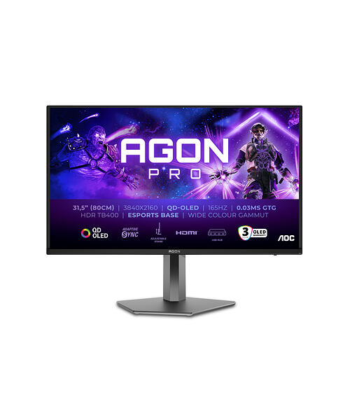 AOC AGON PRO AG326UD počítačový monitor 80 cm (31.5") 3840 x 2160 px 4K Ultra HD QD-OLED Černá