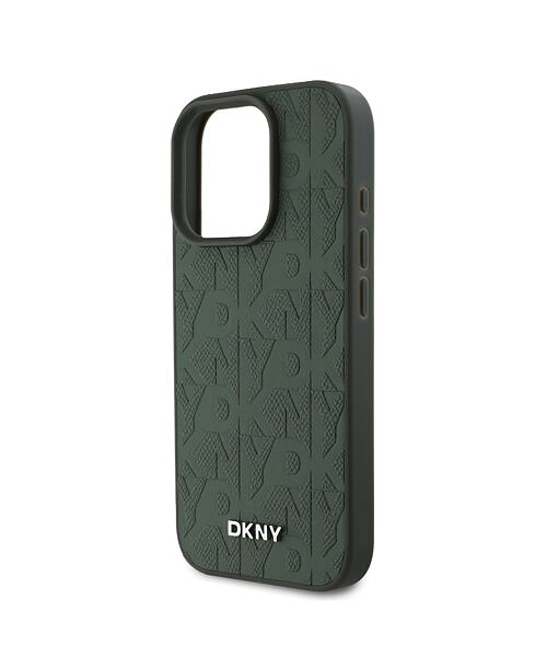 DKNY PU Leather Grid Pattern Magsafe Zadní Kryt pro iPhone 16 Pro Max Green
