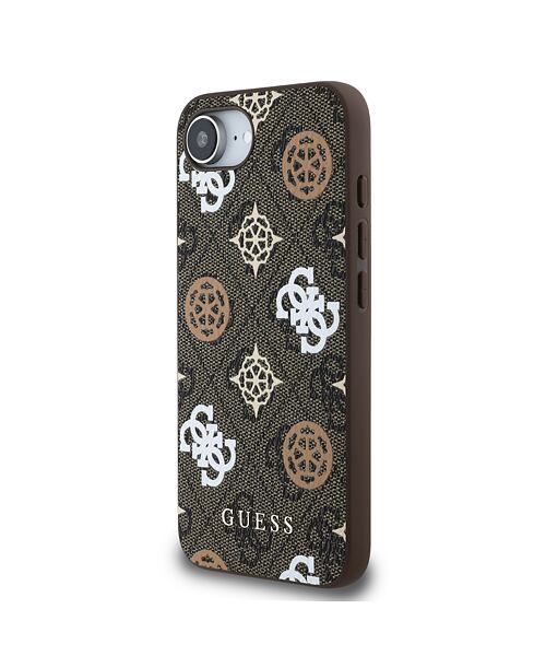 Guess PU 4G Peony MagSafe Zadní Kryt pro iPhone 16e Brown