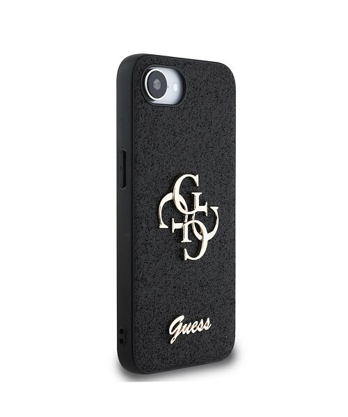 Guess PU Fixed Glitter 4G Metal Logo Zadní Kryt pro iPhone 16e Black