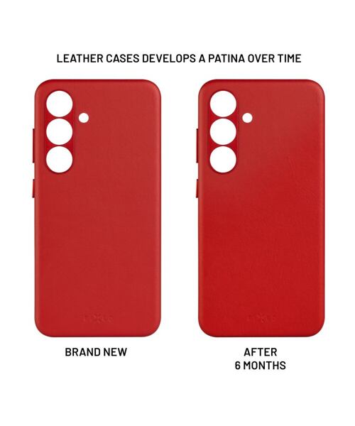 Kožený zadní kryt FIXED MagLeather s podporou MagSafe pro Samsung Galaxy S25, červený