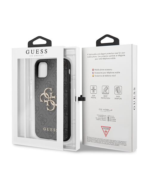 Guess PU 4G Metal Logo Zadní Kryt pro iPhone 11 Grey