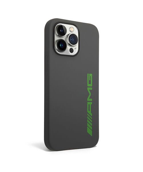 AMG Liquid Silicone Green Logo Zadní Kryt pro iPhone 14 Pro Max Grey