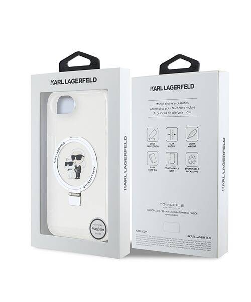 Karl Lagerfeld Ringstand Karl and Choupette MagSafe Zadní Kryt pro iPhone 16e White
