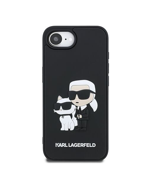 Karl Lagerfeld 3D Rubber Karl and Choupette Zadní Kryt pro iPhone 16e Black