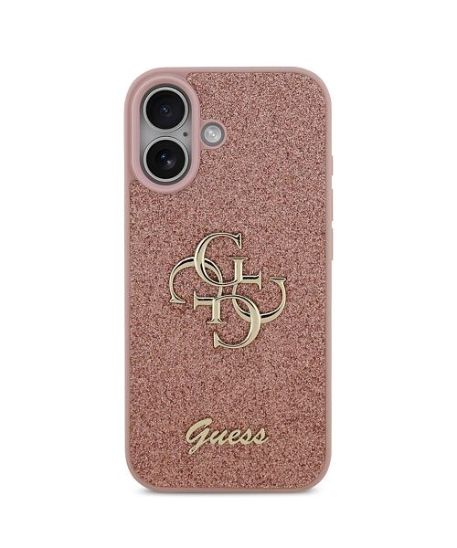 Guess PU Fixed Glitter 4G Metal Logo Zadní Kryt pro iPhone 17 Pink