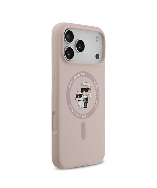Karl Lagerfeld Liquid Silicone Karl and Choupette MagSafe Zadní Kryt pro iPhone 17 Pro Max Pink