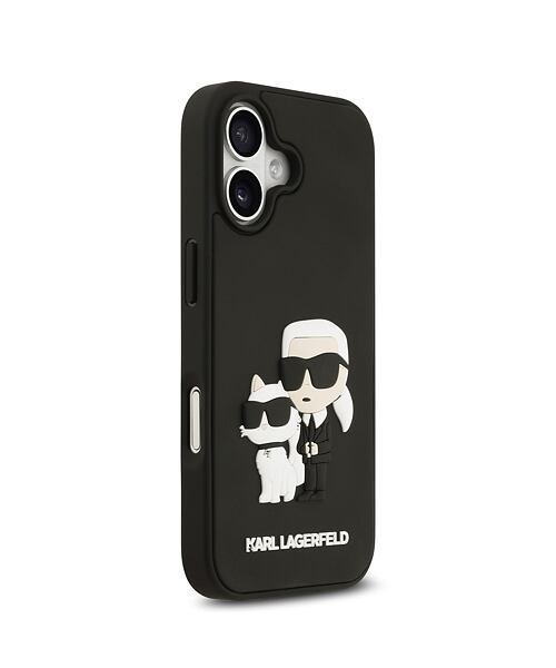 Karl Lagerfeld 3D Rubber Karl and Choupette Zadní Kryt pro iPhone 17 Black