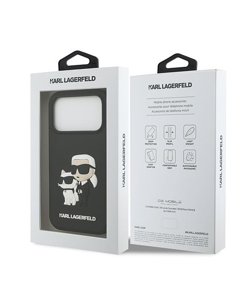 Karl Lagerfeld 3D Rubber Karl and Choupette Zadní Kryt pro iPhone 17 Pro Black