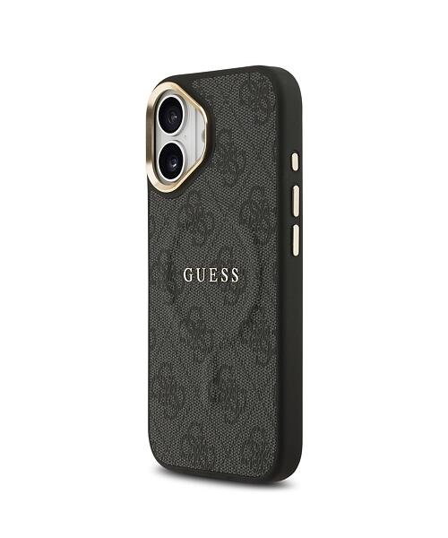 Guess PU Leather 4G Gold Frame MagSafe Zadní Kryt pro iPhone 17 Black