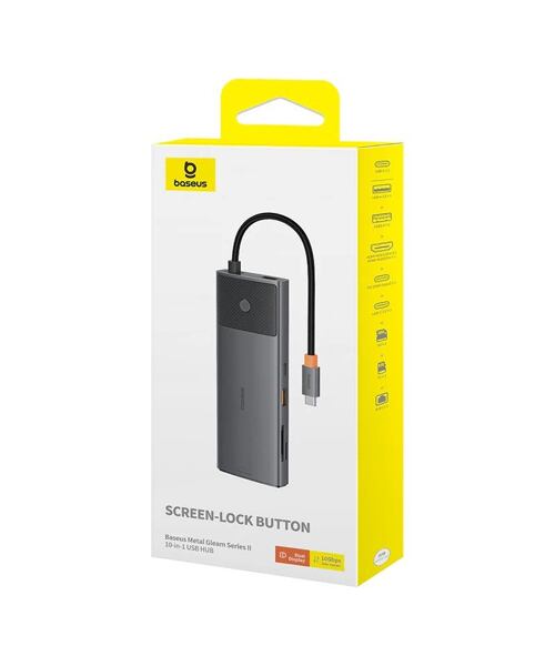 Baseus Metal Gleam II Series 10v1 USB-C HUB Dokovací Stanice Cosmic Black