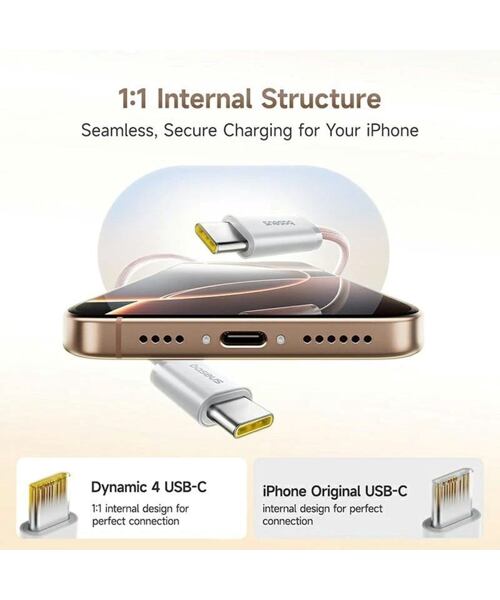 Baseus Dynamic 4 Pro Series Datový Kabel USB-C - USB-C 100W 1m Baby Pink