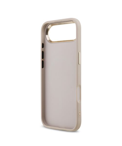 Guess PU Leather 4G Strass Triangle Logo Gold Frame MagSafe Zadní Kryt pro iPhone Air Pink