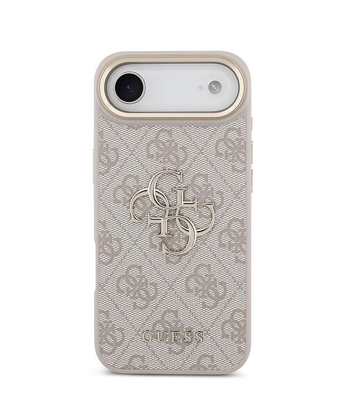 Guess PU Leather 4G Metal Logo Gold Frame Zadní Kryt pro iPhone Air Pink