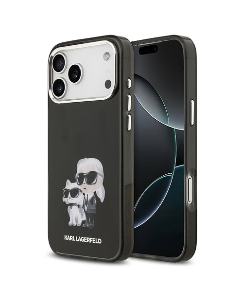 Karl Lagerfeld IML Aquarelle Karl and Choupette Zadní Kryt pro iPhone 17 Pro Max Black