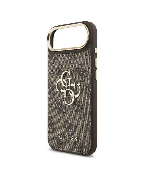 Guess PU Leather 4G Metal Logo Gold Frame Zadní Kryt pro iPhone Air Brown