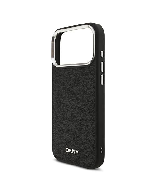 DKNY PU Leather Metal Logo Wrist Chain MagSafe Zadní Kryt pro iPhone 17 Pro Max Black