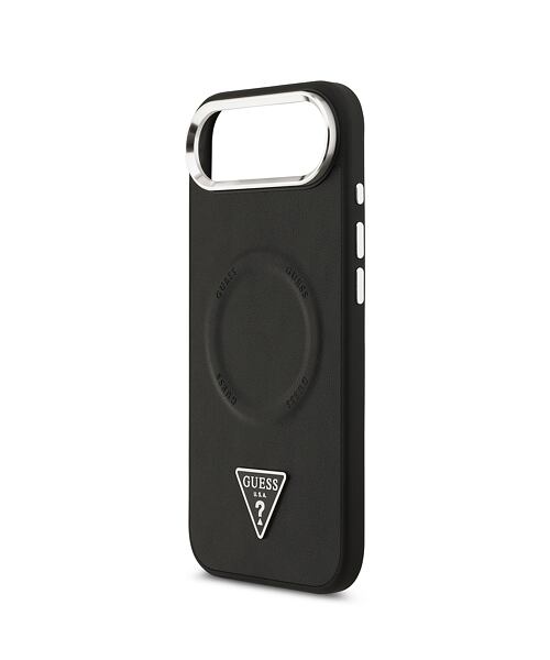 Guess PU Leather Triangle Logo MagSafe Zadní Kryt pro iPhone Air Black