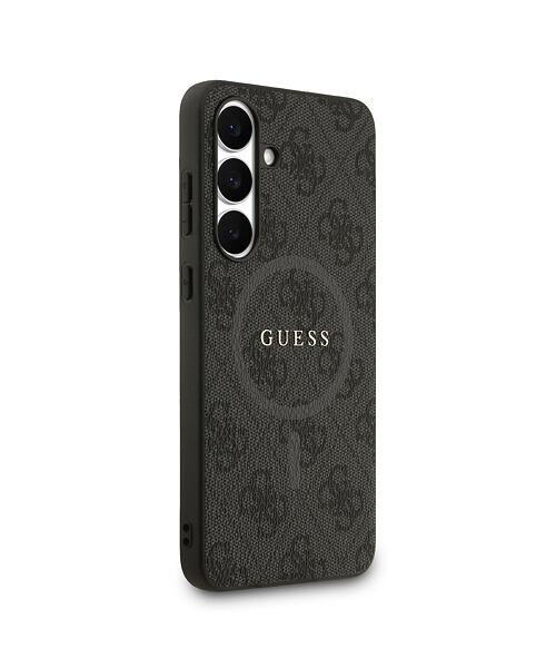 Guess PU Leather 4G Colored Ring MagSafe Zadní Kryt pro Samsung Galaxy S25 FE Black
