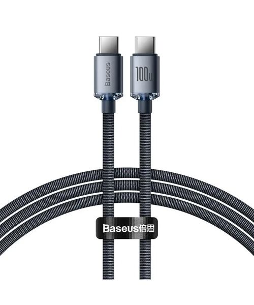 Baseus CAJY000601 Crystal Shine Series Datový Kabel USB-C - USB-C 100W 1,2m Black