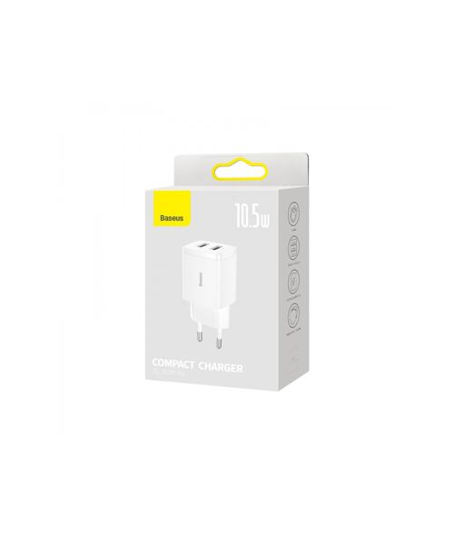 Baseus CCXJ010202 Compact Nabíječka 2xUSB 10,5W White