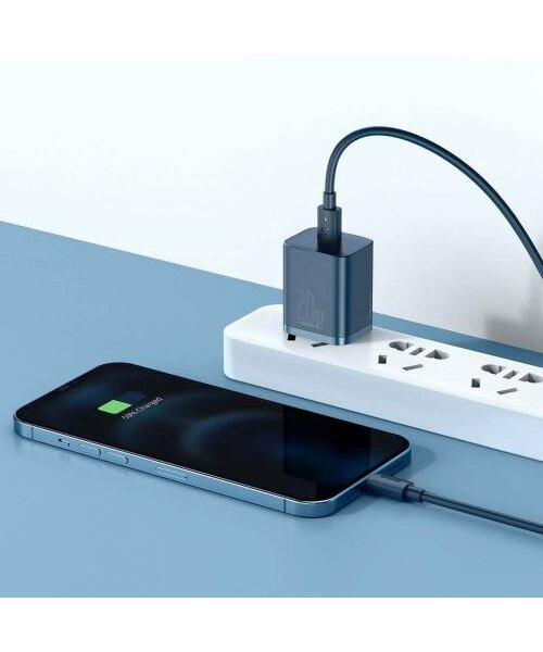 Baseus Travel Charger set Super Si 1C QC (With Simple Wisdom Cable Type-C to Lightning 1m) 20W EU Bl