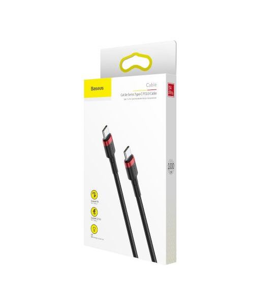 Baseus datový kabel Cafule USB-C PD2.0 1m 60W (20V 3A) černo-červený