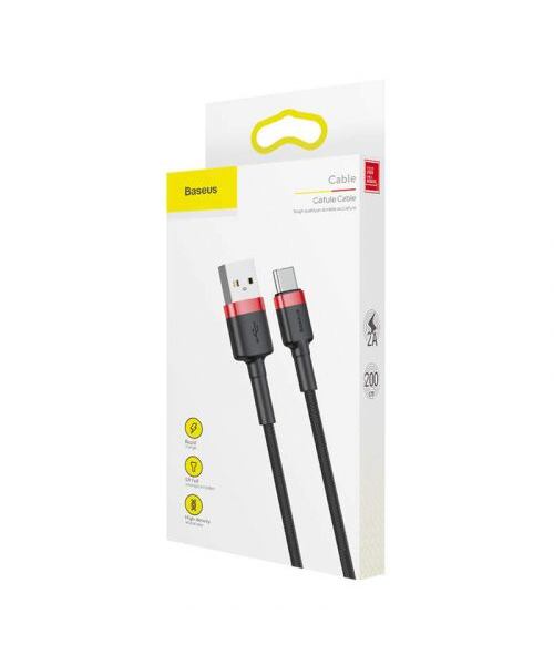 Baseus datový kabel Cafule USB-C 2m 2A červeno-černý