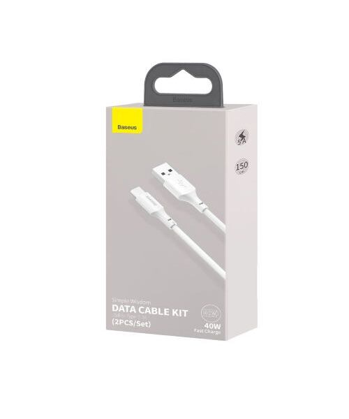 Baseus Type-C Simple Wisdom cable (2pcs/set) 5A 1.5m White (TZCATZJ-02)