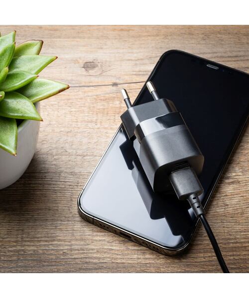 Síťová nabíječka FIXED Mini s USB-C a USB výstupem, podpora PD a QC 3.0, 20W, černá