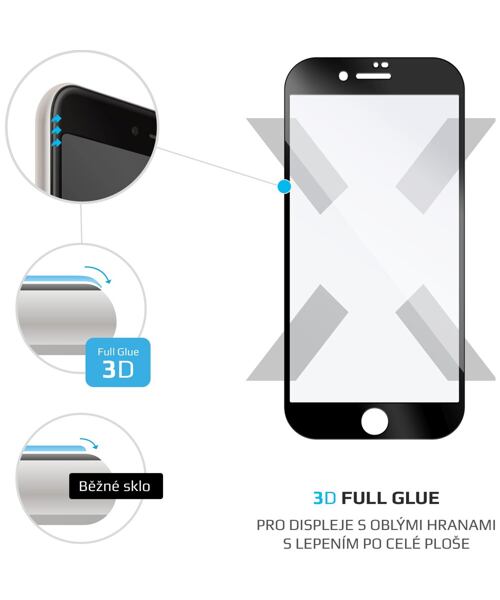 Ochranné tvrzené sklo FIXED 3D Full-Cover Apple iPhone 6/6S/7/8/SE (2020/2022),s lepením přes celý d