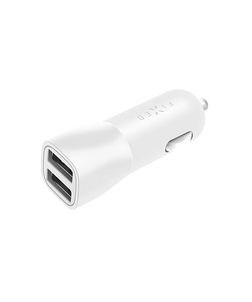 Autonabíječka FIXED s 2xUSB výstupem, 15W Smart Rapid Charge, bílá