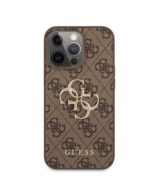 Guess PU 4G Metal Logo Zadní Kryt pro iPhone 13 Pro Brown