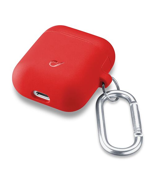 Ochranný kryt s karabinou Cellularline Bounce pro Apple AirPods 1 & 2, červený