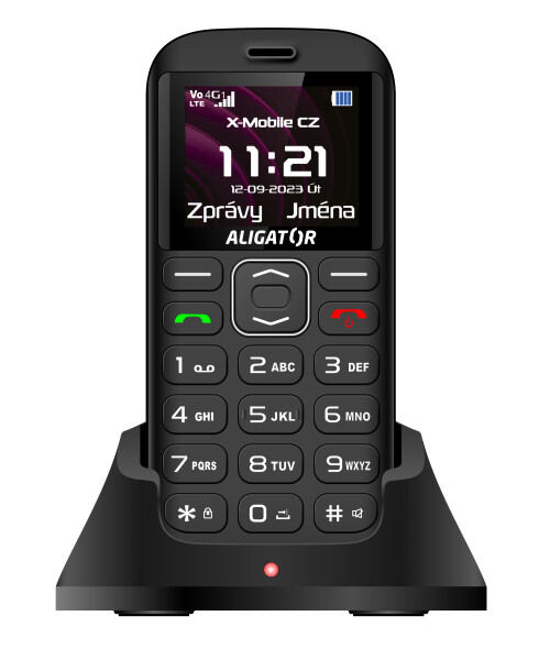 ALIGATOR A720 4G Senior černý + nabíjecí stojánek