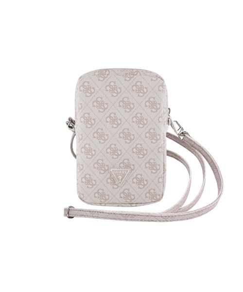 Guess PU 4G Triangle Logo Taška na Telefon se Zipem Pink
