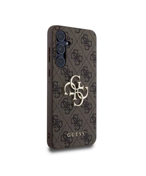 Guess PU 4G Metal Logo Zadní Kryt pro Samsung Galaxy A55 5G Brown