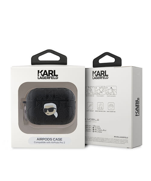 Karl Lagerfeld PU Embossed Karl Head Pouzdro pro AirPods 3 Black