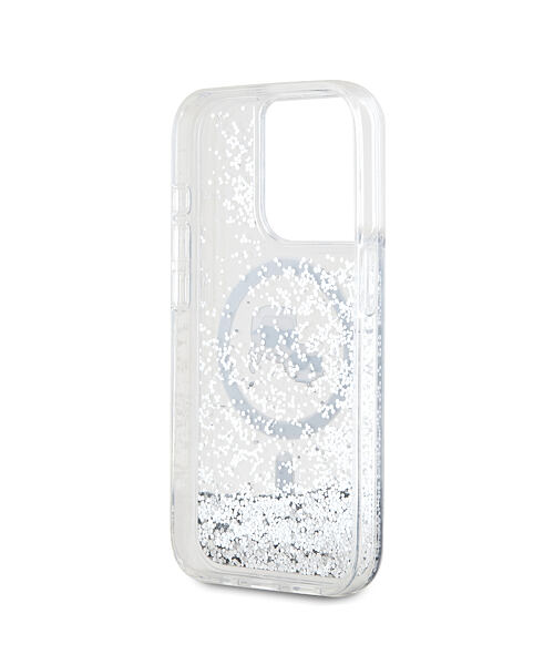 Karl Lagerfeld Liquid Glitter Karl and Choupette Heads MagSafe Zadní Kryt pro iPhone 15 Pro Max Tran