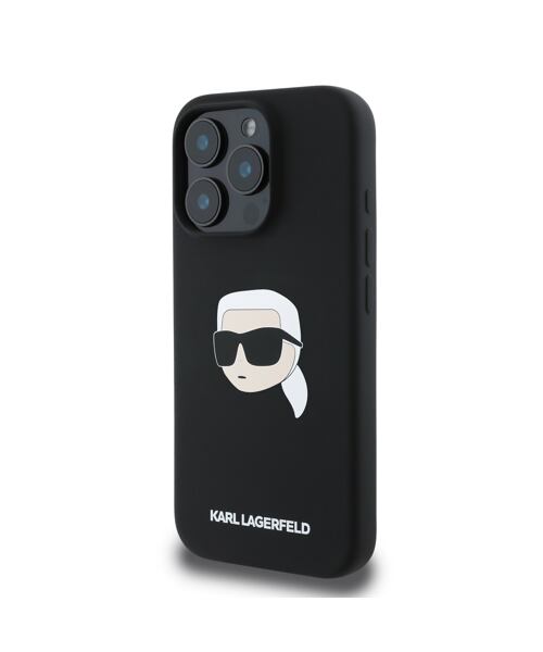 Karl Lagerfeld Liquid Silicone Karl Head MagSafe Zadní Kryt pro iPhone 16 Pro Black