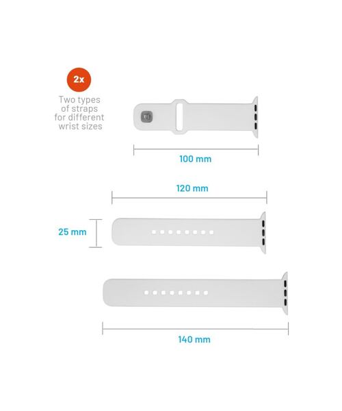 Set silikonových řemínků FIXED Silicone Sporty Strap pro Apple Watch Ultra 49mm, bílý