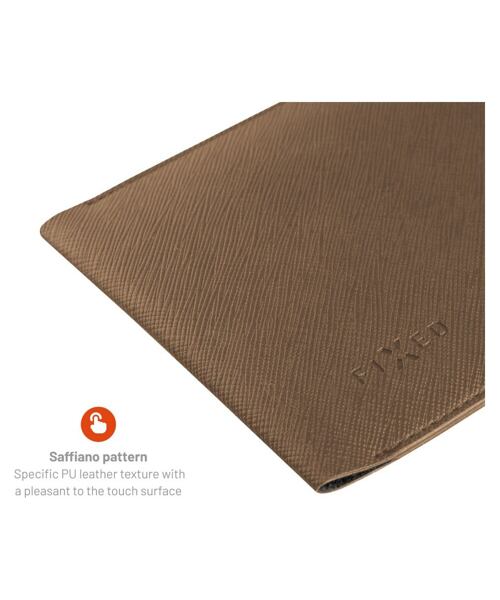 Taštička přes rameno s kapsou FIXED Verona s černou šňůrkou pro mobilní telefony do 7", kávová