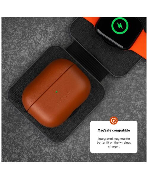 Kožené pouzdro FIXED PodsLeather s podporou MagSafe pro Apple AirPods Pro 2/Pro 2 (USB-C), hnědé