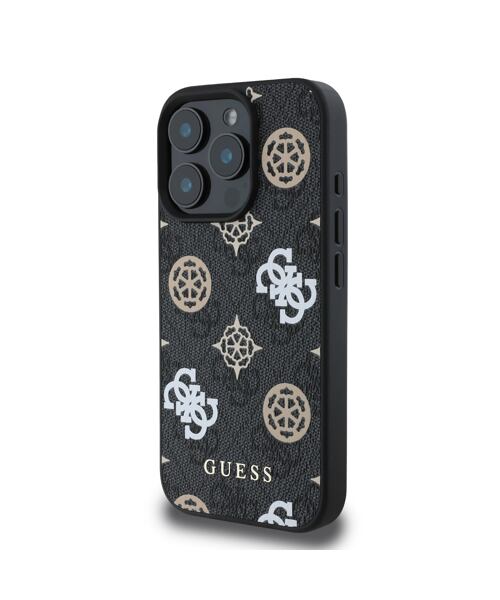 Guess PU 4G Peony MagSafe Zadní Kryt pro iPhone 16 Pro Max Black