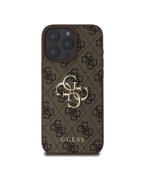 Guess PU 4G Metal Logo Zadní Kryt pro iPhone 16 Pro Brown