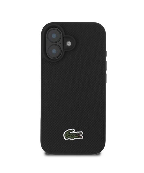 Lacoste Iconic Petit Pique Woven Logo MagSafe Zadní Kryt pro iPhone 16 Plus Black